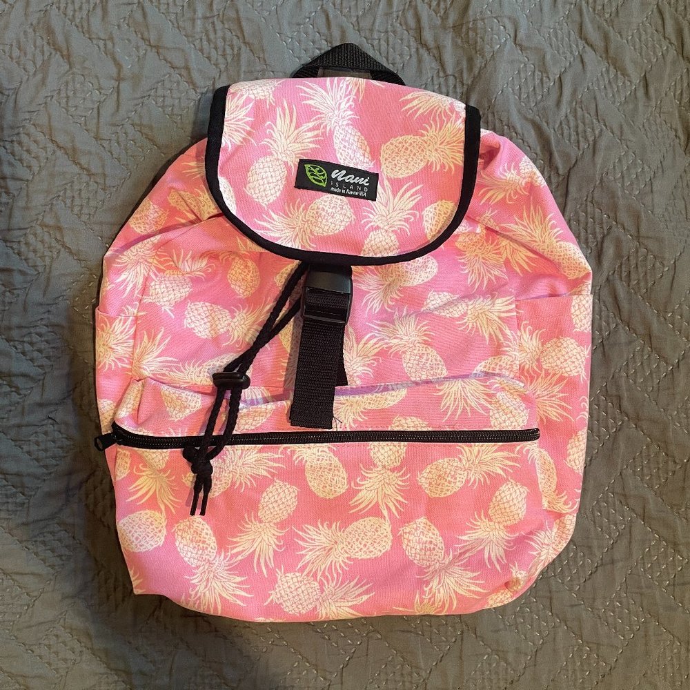 Pink Drawstring Backpack with Pineapple Print